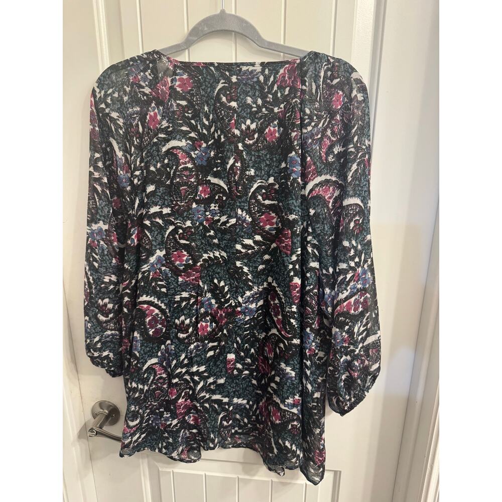 Lane Bryant Size 24 Green Paisley Metallic Top - Picture 6 of 6